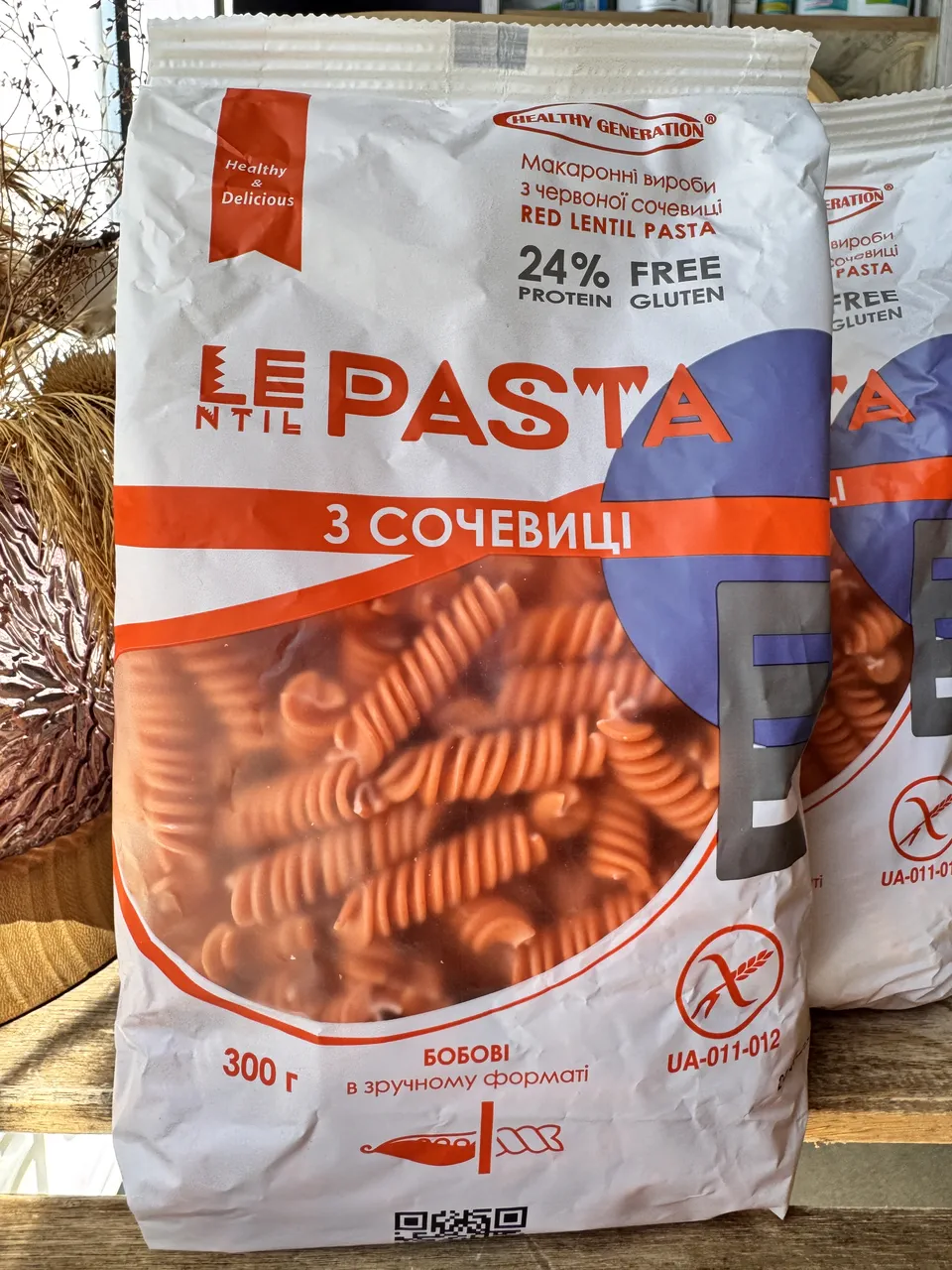 Макаронні вироби з червоної сочевиці 300г, Healthy Generation