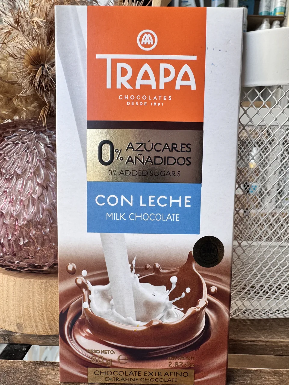 Шоколад 80г без цукру TRAPA 0% молочний